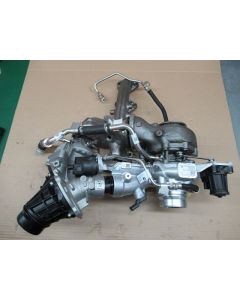 Twin turbo charger Borg Warner (new - Take off) with connecting pipe Bypassklappe 8471403; 11658471063 8471061+8471063