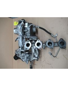 Twin Turbolader BorgWarner (Neu - Take off) mit Verbindungsrohr Bypassklappe 8471403; 11658471063 8471061/8471063